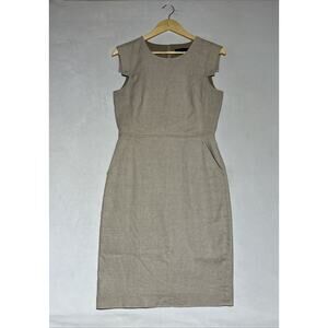J Crew Resume Dress in Stretch Linen Blend Size 4 Natural Tan Career Work Office